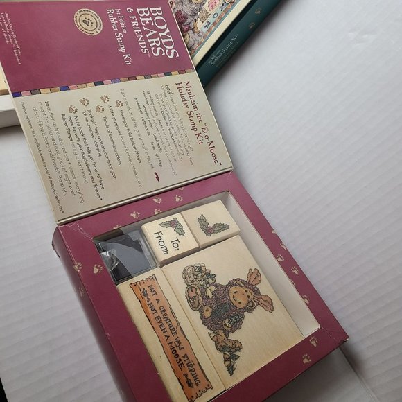 Lot (2) Boyds Bears & Friends Rubber Stamp Kit Manheim Eco-Moose & Bailey's Hear - Picture 5 of 8